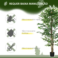 HOMCOM Planta Figueira Artificial com Tronco Realista 180 cm  Vaso e 1260 Folhas Decoração para Casa Verde(m-5)