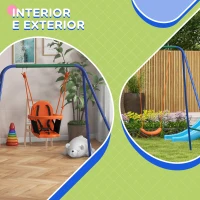 Outsunny Baloiço 2 em 1 com 1 Assento para Crianças 1 Assento para Bebés e Cinto de Segurança 180x160x182 cm Laranja(m-6)