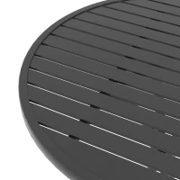 Outsunny 66cm Patio Table, Round Garden Table, Outdoor Side Table with Steel Frame and Slat Tabletop, Black(m-6)