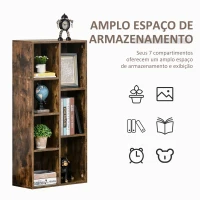 HOMCOM Estante para Livros Estante de Madeira com 7 Compartimentos de Armazenamento 50x24x106 cm Marrom Rústico(m-4)