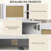 HOMCOM Móvel de TV para Televisores de até 55 Polegadas com 2 Portas de Vime e Prateleira Ajustável 20x35x46 cm Branco(m-6)