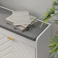 HOMCOM Shoe Storage with Seat, Upholstered Entryway Bench, Shoe Bench with 2 Flip Drawers and 2 Vents for 8 Pairs of Shoes(m-9)