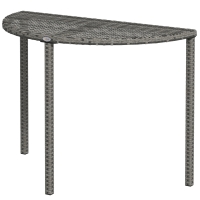 Outsunny Balkontafel, halfrond, Polyrattan+Metaal, 100x50x74 cm, Grijs