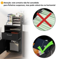HOMCOM Bloco de Gavetas de Escritório com Armário e Gaveta Móvel Arquivador com Rodas Suporte para Impressora 40x35x60 cm Preto(m-7)