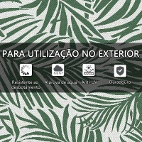 Outsunny Tapete de Exterior 152x243 cm Reversível com Padrão de Folhas para Varanda Pátio Campismo Praia Verde Escuro e Branco(m-6)