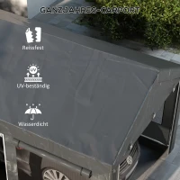 Outsunny Carport & Partytent, verstelbaar in hoogte, 4 ramen & deuren, metalen frame, 3 x 6m, Donkergrijs(m-4)