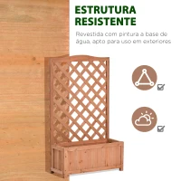 Outsunny Floreira com Treliça de Madeira Caixa de Plantio com Suporte para Plantas Trepadeiras para Cultivos 70x28x117 cm Madeira(m-7)