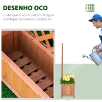 Outsunny Floreira com Treliça de Madeira Caixa de Plantio com Suporte para Plantas Trepadeiras para Cultivos 70x28x117 cm Madeira(m-6)