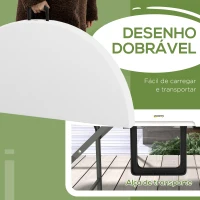 Outsunny Mesa de Jardim Redonda Mesa de Varanda Dobrável com Estrutura de Aço e Bancada de HDPE Ø122x73 cm Branco(m-4)
