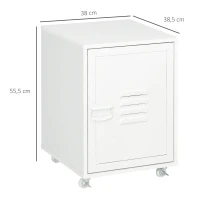Vinsetto Bloco de Gavetas de Escritório Móvel Arquivador com Rodas Prateleira Ajustável e Porta de Metal 38x38,5x55,5 cm Branco(m-3)