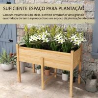 Outsunny Mesa de Cultivo de Madeira Horta Elevada 115x55x80 cm com Tecido não Tecido para Cultivo de Plantas Verduras Flores Madeira(m-5)