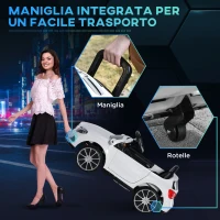 HOMCOM Macchina Elettrica per Bambini 3+ Anni con Telecomando e Fari LED, in PP e Metallo, 100x58x46 cm, Bianco(m-7)
