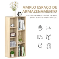 HOMCOM Estante para Livros Estante de Madeira com 7 Compartimentos de Armazenamento 50x24x106cm Carvalho(m-4)