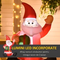 HOMCOM 120cm Mos Craciun Gonflabil Decoratiune de Craciun Impermeabila de Exterior(m-4)