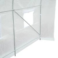 Outsunny sera gradine3,5 x 2 x 2 m, cadru mare din otel galvanizat, tunel din polietilene pentru gradina,  alb(m-7)