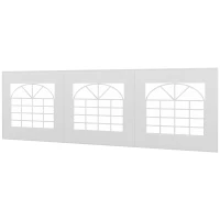 Outsunny Vervangende wand voor bierpaviljoen of tuinpaviljoen, waterdicht, eenvoudige montage, 6 x 2 m, wit(m-1)