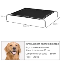 PawHut Cama Elevada para Cães e Gatos Cama Transpirável para Animais de Estimação com 130x90x20 cm Preto(m-3)