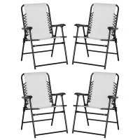 Outsunny  Pieces Patio Folding Chair Set, Outdoor Portable Loungers for Camping Pool Beach Deck, Lawn Chairs with Armrest Steel Frame, Cream White(m-1)