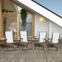 Outsunny  Pieces Patio Folding Chair Set, Outdoor Portable Loungers for Camping Pool Beach Deck, Lawn Chairs with Armrest Steel Frame, Cream White(m-10)