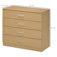 HOMCOM Casetieră cu 4 Sertare din Lemn, 72x33.5x67cm(m-3)