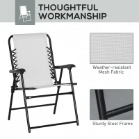 Outsunny Set of 6 Patio Folding Chair Set, Garden Portable Outdoor Chairs with Armrest and Breathable Mesh Fabric Seat and Backrest, for Camping, Beach, Deck, Lawn, Cream White(m-6)