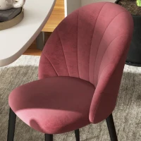 HOMCOM Set 2 Sedie da Pranzo in Velluto Imbottite con Gambe in Metallo, Rosso(m-9)