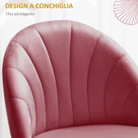 HOMCOM Set 2 Sedie da Pranzo in Velluto Imbottite con Gambe in Metallo, Rosso(m-4)