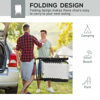 Outsunny  Pieces Patio Folding Chair Set, Outdoor Portable Loungers for Camping Pool Beach Deck, Lawn Chairs with Armrest Steel Frame, Cream White(m-5)