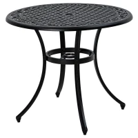 Outsunny Φ90cm Four-Seated Round Aluminium Garden Table, with Parasol Hole(m-11)