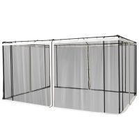 Outsunny Vervangend muggennet voor 3 x 4 m tuinpaviljoens, vliegengaas, met ritsen, polyester, zwart