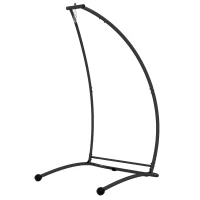 Outsunny Hammock Chair Stand, C Shape Hanging Heavy Duty Metal Frame Hammock Stand for Hanging Hammock Air Porch Swing Chair, Indoor & Outdoor Use, Black(m-1)