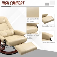 HOMCOM Faux Leather Armchair, with 145° Reclining Back and Footrest - Cream(m-6)
