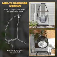 Outsunny Hammock Chair Stand, C Shape Hanging Heavy Duty Metal Frame Hammock Stand for Hanging Hammock Air Porch Swing Chair, Indoor & Outdoor Use, Black(m-6)