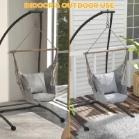 Outsunny Hammock Chair Stand, C Shape Hanging Heavy Duty Metal Frame Hammock Stand for Hanging Hammock Air Porch Swing Chair, Indoor & Outdoor Use, Black(m-5)