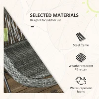 Outsunny Rattan Bistro Set, 3 Piece Garden Furniture Set with Folding Table and Chairs for Garden, Patio, Balcony Grey(m-4)