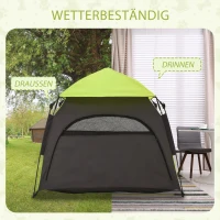 PawHut Honden tent voor buiten, huisdierentent, 110 cm x 110 cm x 85 cm Inclusief grondpennen en draagtas Groen + Zwart(m-5)