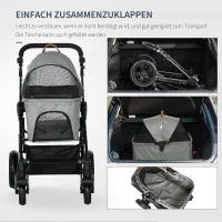 PawHut Hondenbuggy 2-in-1 Ontwerp, Hondentas, Opvouwbaar, Grijs(m-5)