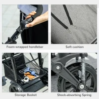 PawHut Hondenbuggy 2-in-1 Ontwerp, Hondentas, Opvouwbaar, Grijs(m-9)