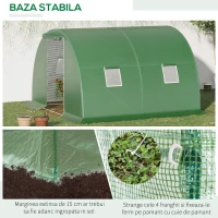 Outsunny Sera tunel de gradina cu protectie din PE, Usa cu incuietoare si 4 ferestre, verde(m-5)