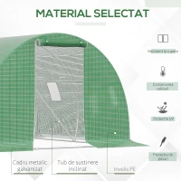 Outsunny Sera tunel de gradina cu protectie din PE, Usa cu incuietoare si 4 ferestre, verde(m-4)