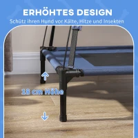 PawHut Hondenbed voor buiten, weerbestendig, met luifel, 61cm x 46 cm x 62 cm, Blauw + Zwart(m-7)