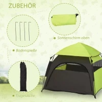 PawHut Honden tent voor buiten, huisdierentent, 110 cm x 110 cm x 85 cm Inclusief grondpennen en draagtas Groen + Zwart(m-6)