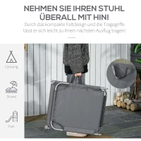 Outsunny Opvouwbare ligstoel met verstelbare rugleuning, roestvrij metalen frame, 187 x 55 x 24, Grijs(m-4)