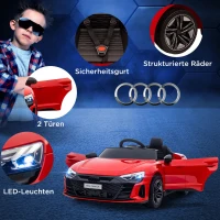 HOMCOM Samochód dla Dzieci, Elektryczny Samochód, Licencjonowane przez Audi, z Pasem Bezpieczeństwa, Pilotem, Światłem, czerwony + czarny, 103 x 58 x 41 cm(m-4)