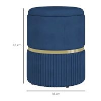 HOMCOM Velvet-Feel Storage Ottoman - Blue(m-3)