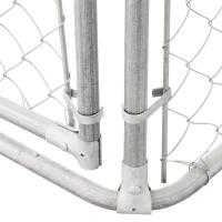 PawHut Canil de Exterior com Toldo Gaiola para Animais de Estimação com 1 Porta e Estrutura de Aço 300x300x234 cm Prata(m-9)