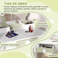 ZONEKIZ Toucador Crianças com Espelho e Banco Toucador de Maquilhagem para Crianças de 3-6 Anos 55x34x87,5 cm Branco e Verde Pastel(m-5)