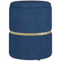 HOMCOM Velvet-Feel Storage Ottoman - Blue(m-11)