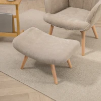 HOMCOM Accentfauteuil in Scandinavisch ontwerp, Oorfauteuil, Stoelset, Beukenhout, Corduroy-Look, Bruin(m-7)