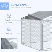 PawHut Canil de Exterior com Toldo Gaiola para Animais de Estimação com 1 Porta e Estrutura de Aço 300x300x234 cm Prata(m-5)